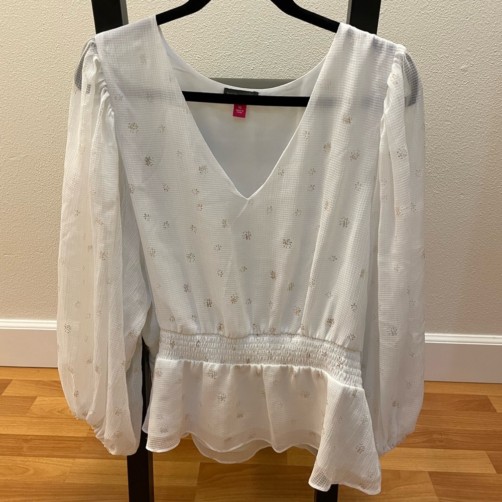 Elegant White Blouse with Gold Accents